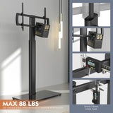 Universal Floor TV Stand with Mount 80 Degree Swivel Height Adjustable and Space Saving Design for Most 27 to 65 inch LCD, LED OLED TVs, Perfect for Corner & Bedroom HT1002B Hemudu