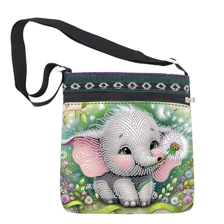 Diamond Painting Shoulder Bag, DIY 5D Elephant and dandelion Pattern Diamond Art Artificial Crystal Special Shape Crystal Artificial Partial Mosaic Crafts Adjustable shoulder strap Shoulder Bag MVVMTOP