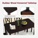 Tangkula 47" Dining Table Set for 4, Farmhouse Solid Wood Dinette Set w/Rubber Wood Legs, 4 Padded Chairs, Mid-Century Modern Dining Table and Chairs Set for Kitchen, Dining Room Tangkula