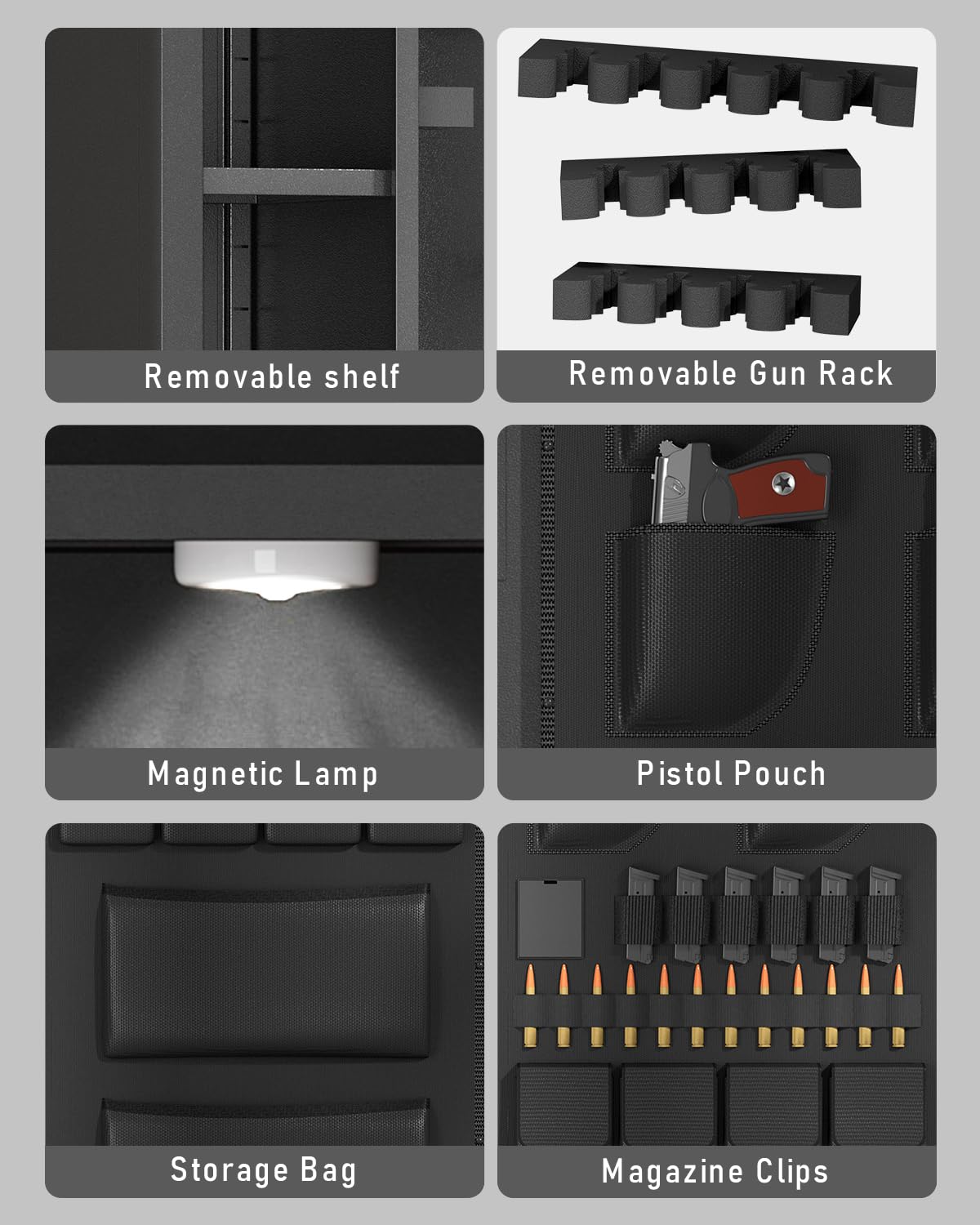 Luzfuego 20-25 Large Gun Safe, Fingerprint Gun Safe for Rifles and Pistols with LCD Keypad & Gun Rack, Unassembled Long Gun Cabinet for Home and Shotguns with Mute Function & Dual Alarm Luzfuego