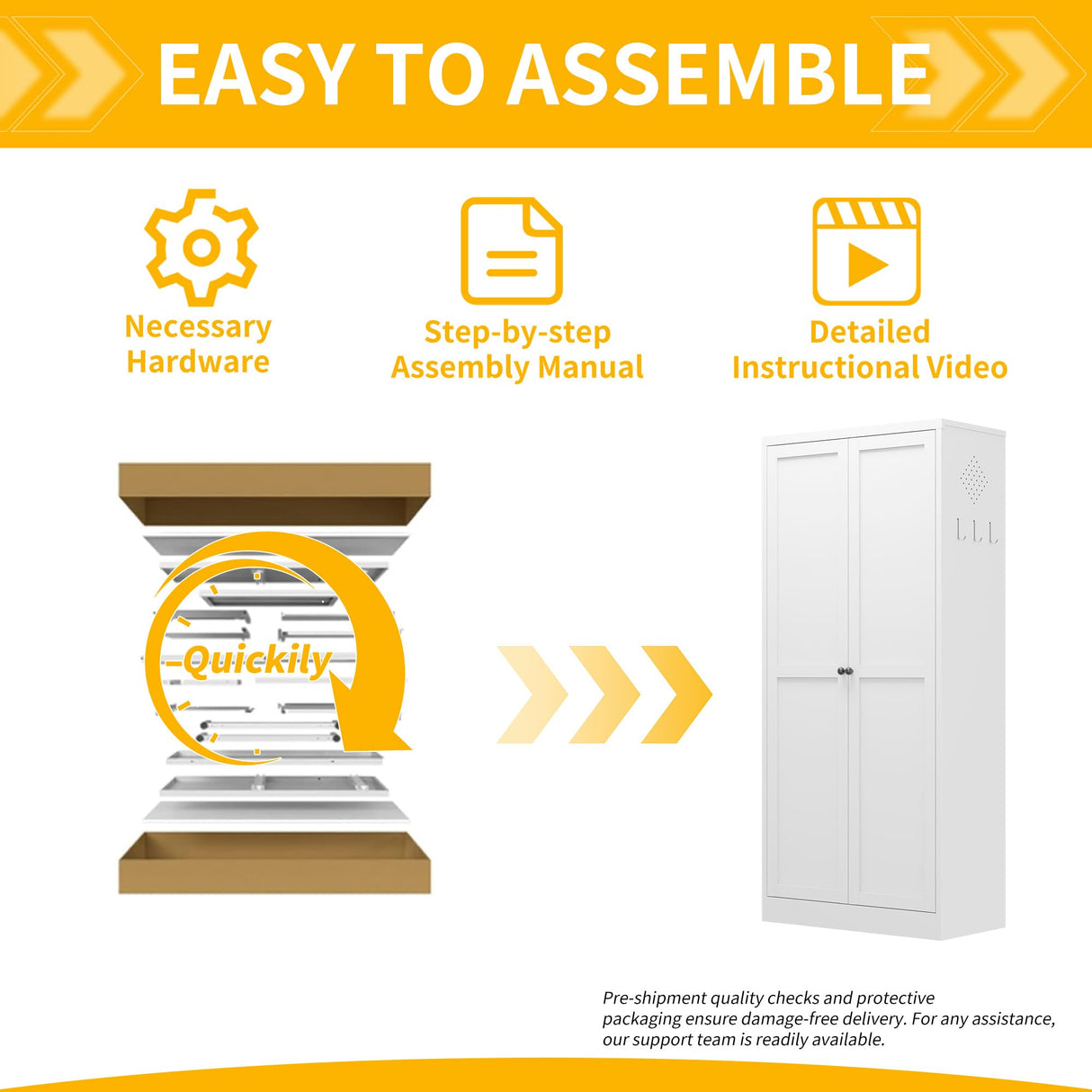 Reegangfa Pantry Cabinet with 2 Doors & 4 Adjustable Shelves & Hooks, 61" Kitchen Storage Cabinets, Utility Metal Storage Cabinet for Home, Living Room, Pantry, Assemble Required (White) Reegangfa