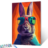 Graffiti Fluffy Rabbit Painting Animal Gray Bunny Paint by Number Kits 16 x 20 inch Canvas DIY Cartoon Wildlife Oil Painting for Kids Adults Beginner with Brushes and Acrylic Abstract Art(Frameless) TUMOVO