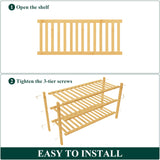 Smiry Bamboo Shoe Rack for Closet, 3 Tier Wooden Stackable Shoe Organizer, Free Standing Shoes Storage Shelf for Entryway, Front Door Entrance, Natural Smiry