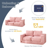 MAXYOYO Bean Bag Chair, Two-Seat Bean Bag Sofa with Pillows and Armrests for Adults, Upholstered Loveseat Floor Sofa Couch Fluffy Chair Bean Bag Couch for Bedroom Living Room, Pink MAXYOYO