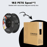 Comgrow PETG 3D Printer Filament 1.75mm, High Precision and Tough 3D Printer Filament 2kg (4.4LBS), Dimensional Accuracy +/- 0.02 mm, Fit Most 3D Printers Black+Black Comgrow