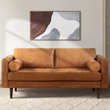 POLY & BARK Napa Leather Couch with Feather – 72-Inch Apartment Full Grain Leather Sofa with Tufted Back-Down Topper On Seating Surfaces – Pure-Aniline Italian Leather – Cognac Tan POLY & BARK