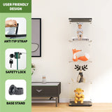 Beauty4U Glass Display Cabinet with 4 Shelves, Curio Cabinets for Living Room, Bedroom, Office, Black Floor Standing Glass Bookshelf, Quick Installation Beauty4U