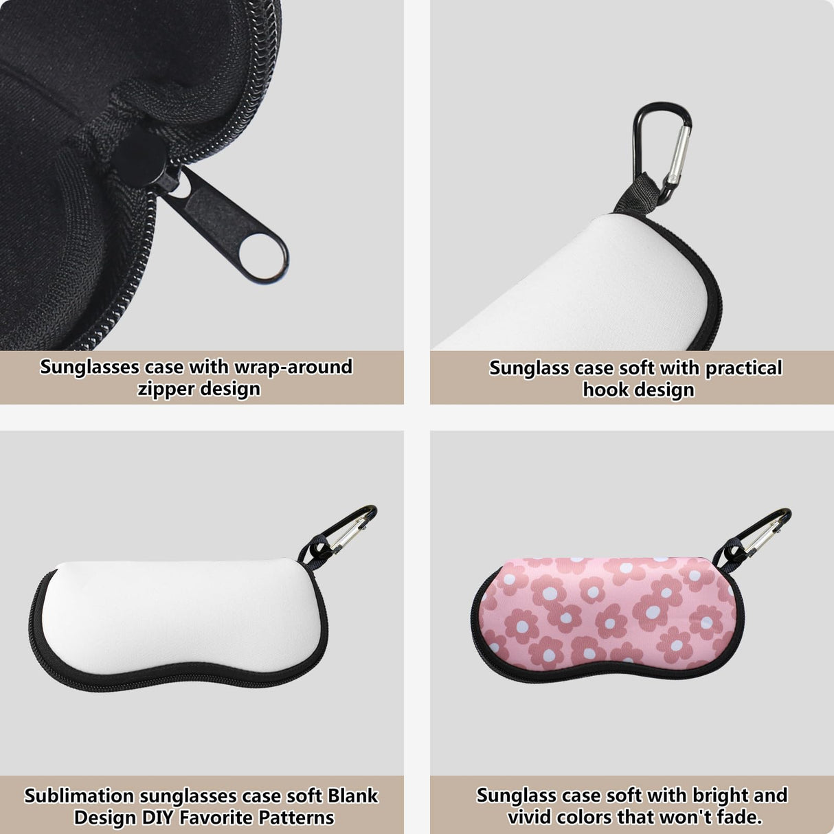 12 Pcs Sublimation Sunglasses Case Blanks Set,Sublimation Blanks Sunglass Case Neoprene Sunglass Case for Sublimation Blanks Sunglasses Travel Case Soft With Mountain Buckle Heat Transfer Printing Dye KKSUBCA