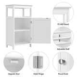 Yaheetech Single Door Floor Cabinet, Bathroom Free Standing Storage Organizer with Adjustable Shelf, Narrow Side Cabinet for Living Room, White Yaheetech