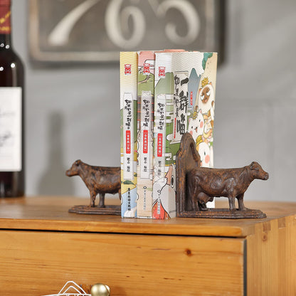 Phaxth Cow Bookends Decorative, Farmhouse Antique Book Ends, Set of 2