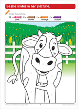 School Zone Color by Letter Farm Fun Workbook: 64 Pages, Preschool, Kindergarten, 1st Grade, ABC's, Alphabet, Color Skills, Coloring, Matching, Farm Animals, Ages 4-6 (Activity Zone Book Series) School Zone
