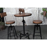 BOKKOLIK Vintage Height Adjustable Industrial Bar Table with Wooden Top - 33.47-39.37 Inch Swivel Design BOKKOLIK
