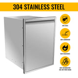 KODOM Built-in Double Trash Drawer 20" W x 27" H x 24" D Pull-Out Tray Outdoor Kitchen Stainless Steel Trash Drawer Storage Two Trash Bins for BBQ Island Grill Station KODOM