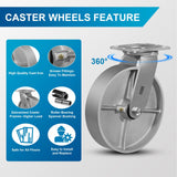 FOVERSWIVE 8"x2" Industrial Casters- Heavy Duty Casters, Cast Iron Wheel,Steel Casters Set of 4 Capacity up to 6000 Lb. Use for Platform Truck, U-Boat Cart,Workbenche(2 Swivel & 2 Rigid) FOVERSWIVE