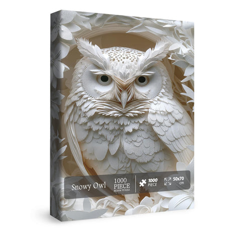 White Owl Puzzles 1000 Pieces for Adults, 3D Bird Paper Cut Art Jigsaw Puzzle Jungle Animal, Challenging Puzzles Hard Puzzle for Family Decorations BBOLDIN
