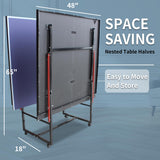 AOKUNG Blue Folding Rolling Table Tennis Table Indoor and Outdoor Table Tennis Table, 2 Rackets, 3 Balls, 1 Net and 4 Wheels Set Behind It for Easy Movement AOKUNG