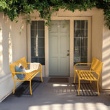 VINGLI 50" Outdoor Bench Metal with Floral Back, Garden Bench Front Porch Bench for Yard Patio Entryway Park Outside, 800lb Capacity - Yellow VINGLI