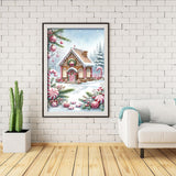 askkqtx Christmas Diamond Art Kits for Adults - Christmas Snowscape House Landscape Diamond Painting Kits Full Drill Crystal Rhinestone Gem Art Craft Kits for Home Wall Decor 12X16Inch askkqtx