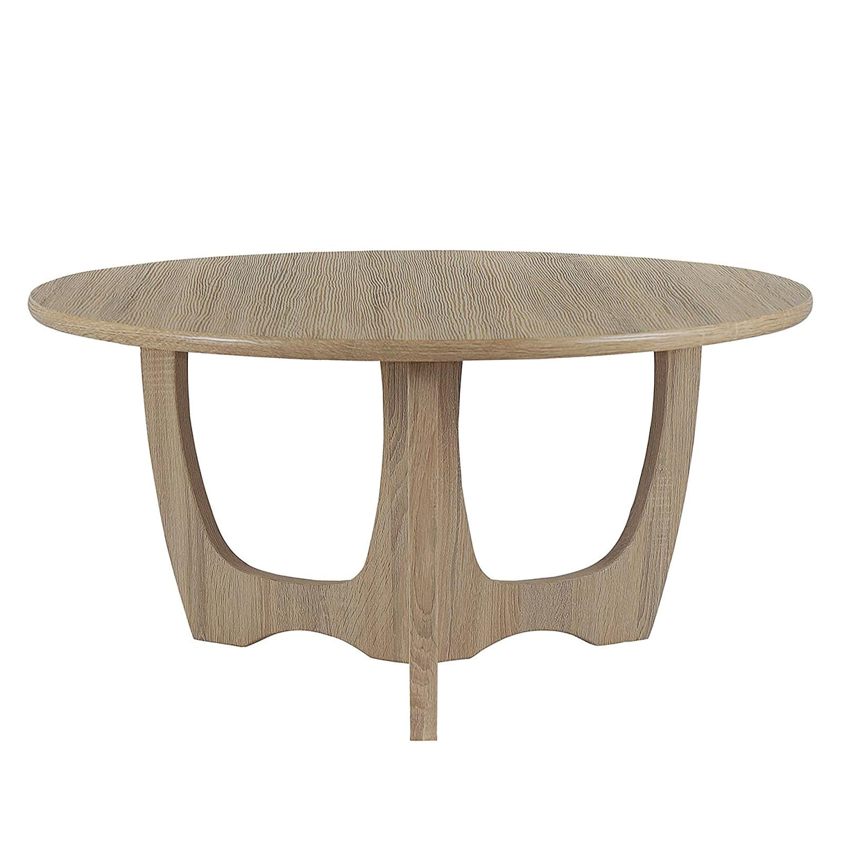 FINECASA Wooden Round Coffee Table Curved Leg, Accent Couch,Home Decoration, Living Room Tables, 36 x 18 Inches, Natural FINECASA