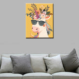 Smiling Unicorn Wearing Shades Straw Hat Paint by Number Dreamy Animal Flowers Painting DIY Painting on Canvas with Brushes Paints Paint by Numbers for Adults and Beginner 16x20 Inch（without Frame） Tucocoo
