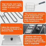 Commercial Deep Fryer with Basket for Restaurant or Home Use, Detachable Large Capacity Stainless Steel Countertop Electric Oil Fryer with Temperature Control Swinod