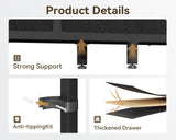 Casaottima 71" TV Stands for 43, 50, 55 Inch TV Entertainment Center with LED Lights and Power Outlets, TV Stand for Living Room with 5 Fabric Drawers & Shelf, TV Console Cabinet for Bedroom, Black Casaottima