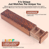 OYTKWU Wooden Weekly Pill Organizer - 7 Day Pill Box, Safe Travel Container, Perfect for Tracking Weekly Medication (Brown) OYTKWU