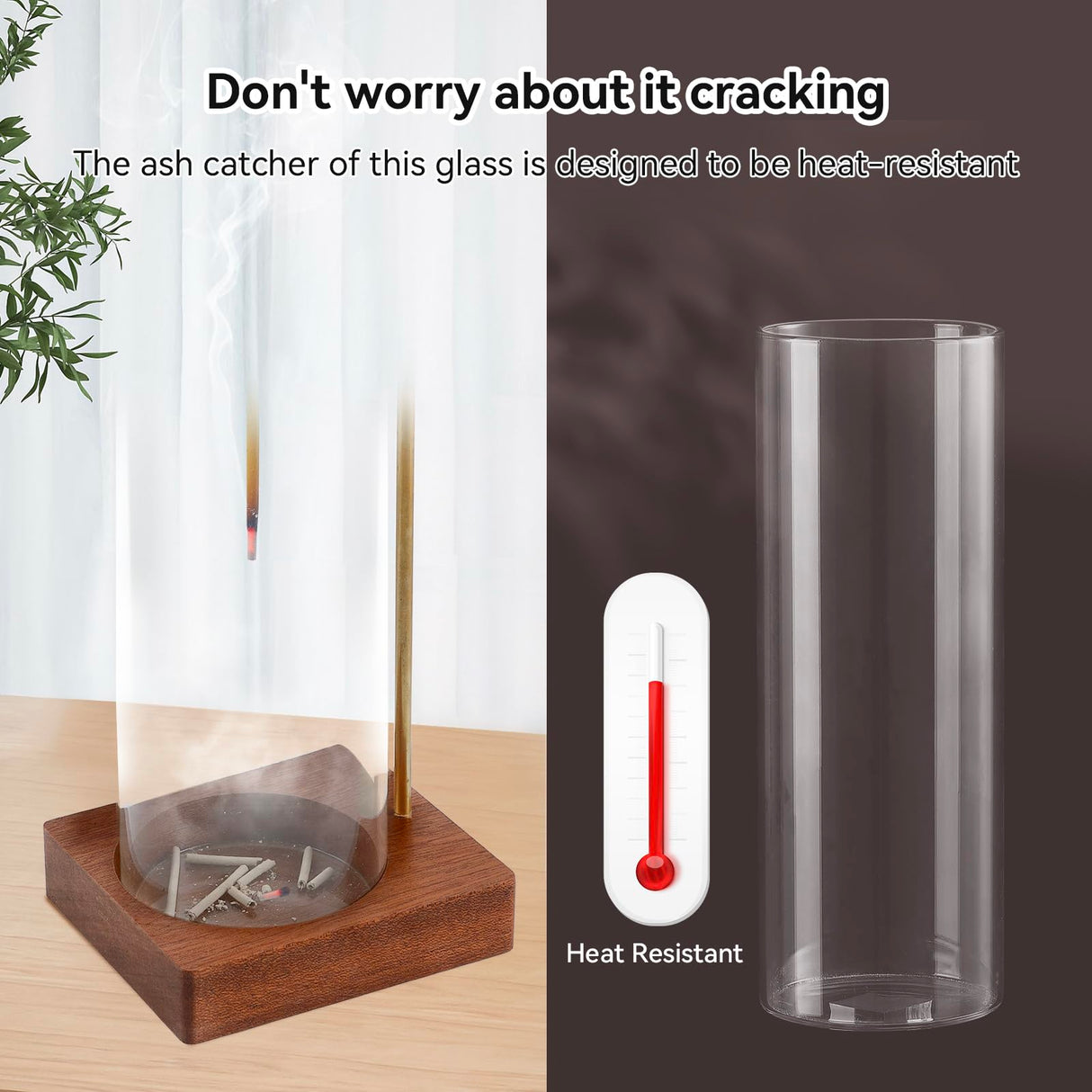 1 Pack Incense Holder for Sticks, Insence-Stick Holder Ash Catcher with Removable Glass [Anti-Ash Flying], Mess-Free Incense Burner Holder, Perfect for Meditation Yoga Relaxation, Home Decor Durmmur