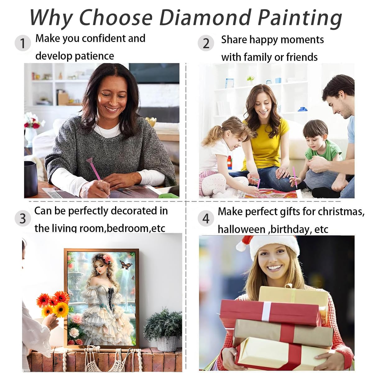 Ohhvvow Princess Diamond Art Kit for Adults, 12x16 Inch Beautiful Girl & Fountain Diamond Painting with Butterfly, DIY 5D Full Drill Gem Dotz Craft Kits, Home Wall Decor, Gift for Women & Beginners Ohhvvow