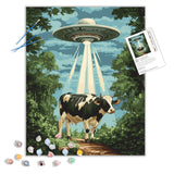 ARNLRDYA UFO Cows Paint by Number Kits for Adults, Spaceship in Forest Paint by Numbers, Imaginativ Animal Fantasy Acrylic Painting for Gift Home Decor(16×20inches, No Frame) ARNLRDYA