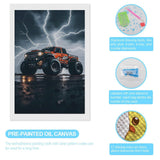 Monster Truck Black Sky Lightning Roar 5D Diamond Painting Kits for Adults Beginners DIY Diamond Art Kit Large Gem Painting Full Round Drill Diamond Dots Gem Art Crafts for Home Wall Decor Gifts 8"x12 QMNBTES