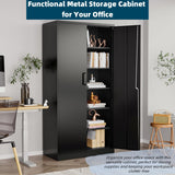 Guizeeopo Metal Storage Cabinet with 5 Adjustable Shelves, Garage Storage Cabinet with Doors and Shelves, File Cabinets for Home Office, Kitchen Pantry Cabinet, 71'H, Black Guizeeopo