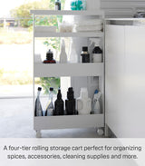 Yamazaki Home Tower Slim 4-Tier Rolling Storage Cart – Mobile Organizer for Kitchen Or Bathroom, 31.7" - Steel - YAMAZAKI