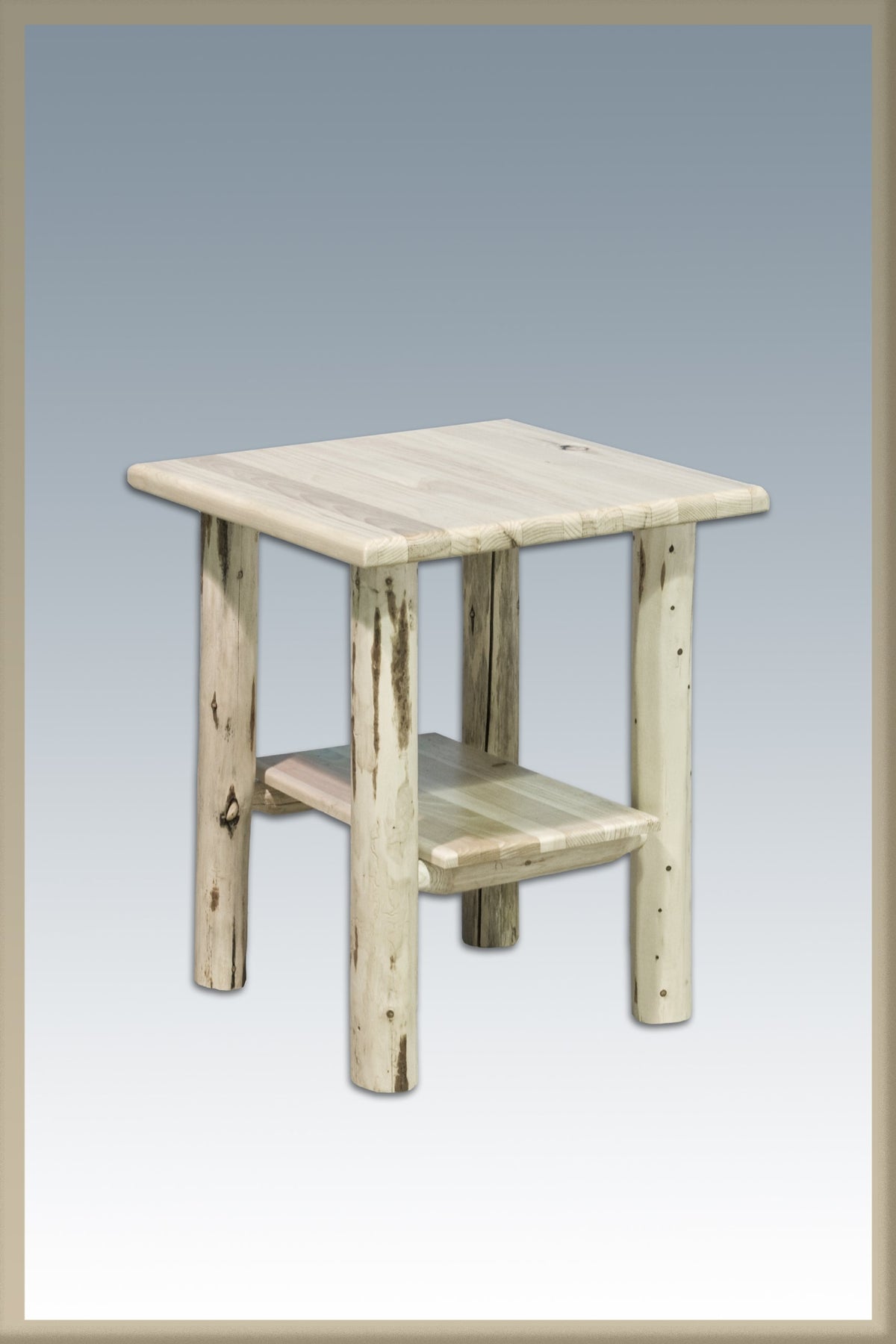 Montana Woodworks Log Nightstand with Shelf - Unfinished Montana Woodworks