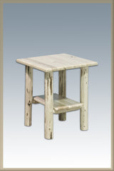 Montana Woodworks Log Nightstand with Shelf - Unfinished Montana Woodworks