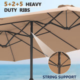 AONETOZ 15ft Large Patio Umbrella,Double Sided Big Umbrella For Patio,Extra Large Outdoor Umbrella,Khaki AONETOZ