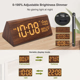 DreamSky Wooden Digital Alarm Clock for Bedroom - 7.7" Electric Clocks with USB Port, Large Numbers, Temperature, 0-100% Brightness Dimmer, Adjustable Alarm Volume, Snooze, 12/24H DreamSky