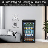 Feelfunn 3.2 Cu.Ft Mini Fridge with Glass Door - 126 Can Beverage Refrigerator Cooler for Drink Beer Wine Soda, Small Fridge for Bedroom Office Bar Dorm, 4 Adjustable Shelves, Black Feelfunn