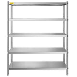 VBENLEM Stainless Steel Shelving 60x18.5 Inch 5 Tier Adjustable Shelf Storage Unit Stainless Steel Heavy Duty Shelving for Kitchen Commercial Office VBENLEM