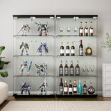 Maotifeys 64" Glass Cabinet, 4 Shelves Glass Display Cabinet with LED Lights, Glass Storage Cabinet with 2 Doors, Curio Cabinet Toy Organizers Rack, Display Shelf, Kids Bookshelf for Bedroom, Black Maotifeys