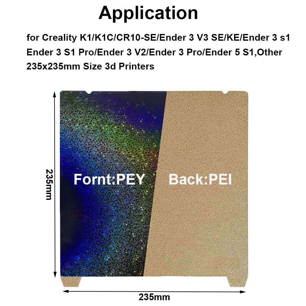 HzdaDeve Textured PEI Build Sheet Smooth PEY Plate with Position Slot 235X235mm Spring Steel Print Bed for Ender 3 V3 SE/Ender 5 S1/Ender 3 S1 Pro/Ender 3 S1/Ender 3 V2 Neo/SV05/SV06 - WoodArtSupply