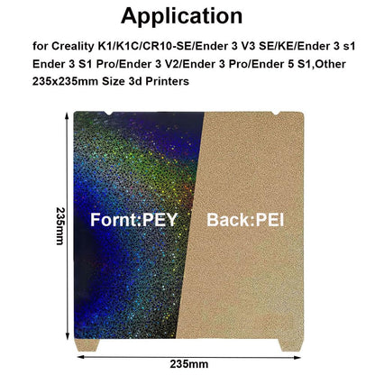 HzdaDeve Textured PEI Build Sheet Smooth PEY Plate with Position Slot 235X235mm Spring Steel Print Bed for Ender 3 V3 SE/Ender 5 S1/Ender 3 S1 Pro/Ender 3 S1/Ender 3 V2 Neo/SV05/SV06 - WoodArtSupply