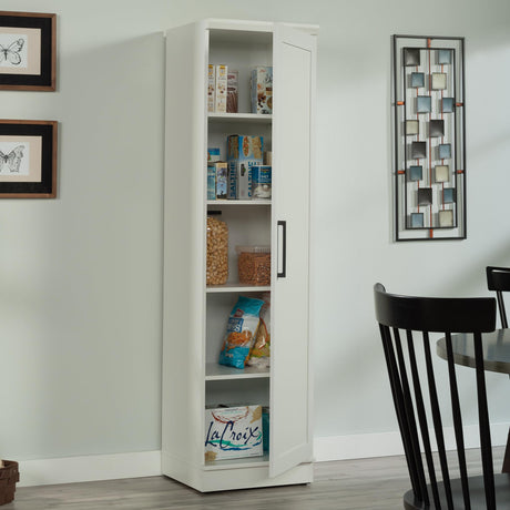 Sauder HomePlus Narrow Pantry Storage Cabinet Slim Single Door with Adjustable Shelves, Kitchen Laundry Bathroom Storage Cabinet, in Soft White Sauder
