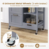 GOFLAME Kitchen Island Cart on Wheels with Storage, Versatile Rolling Cart with Wood Countertop, 3 Drawers, Removable Tray & Lockable Casters, Mobile Serving Trolley for Kitchen, Dining Room, Grey GOFLAME