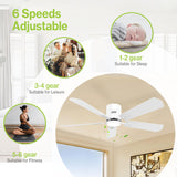 DAMINY 52 inch 5 Blades White Ceiling Fans with Lights,Flush Mount,6CCT, Low Profile Ceiling Fan with Light and Remote Control,DC Motor,Ceiling Fan for Bedroom, Kitchen,Living Room,Indoor/Outdoor Use DAMINY