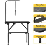 ROOMTEC 32 Inch Dog Grooming Table,Foldable Pet Grooming Tables at Home with Adjustable Arm,Nooses, Mesh Tray ROOMTEC