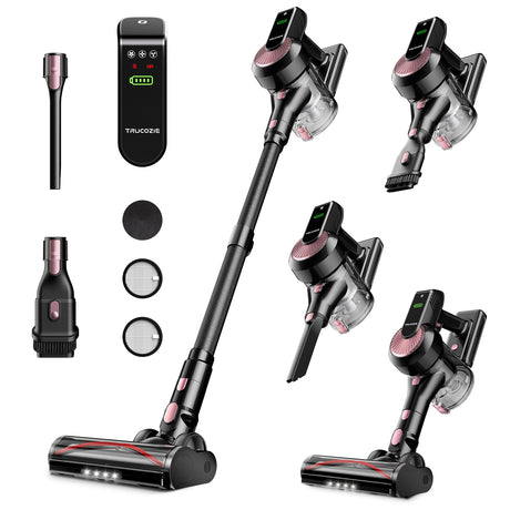 Cordless Vacuum Cleaner, 40Kpa 45Mins Vacuum Cleaners for Home, 8-in-1 Lightweight Stick Vacuum with Powerful Suction, Anti-tangle Wireless Vacuum for Carpet, Tile, Pet Hair, Hardwood Floors, Black Trucozie
