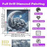 WUSARPLY Elephant Diamond Paintings Kits for Adults, Moon Home Diamond Art Kits Full Drill Diamond Dots Paint with Diamonds Gem Arts and Crafts for Beginner Adults Home Wall Decor WUSARPLY