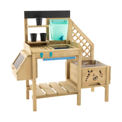 TP Toys, Deluxe Kids Potting Bench | Backyard Playset with Outdoor Activity Table and Built-in Play Accessories | FSC® Certified Wood | Pretend Play or Working Kids Garden Center.