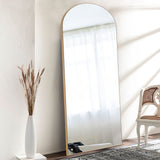 PexFix Arched Full Length Mirror 65''x22'' Arched Wall Mirror Floor Mirror with Stand Full Body Mirror with Gold Wood Frame PexFix